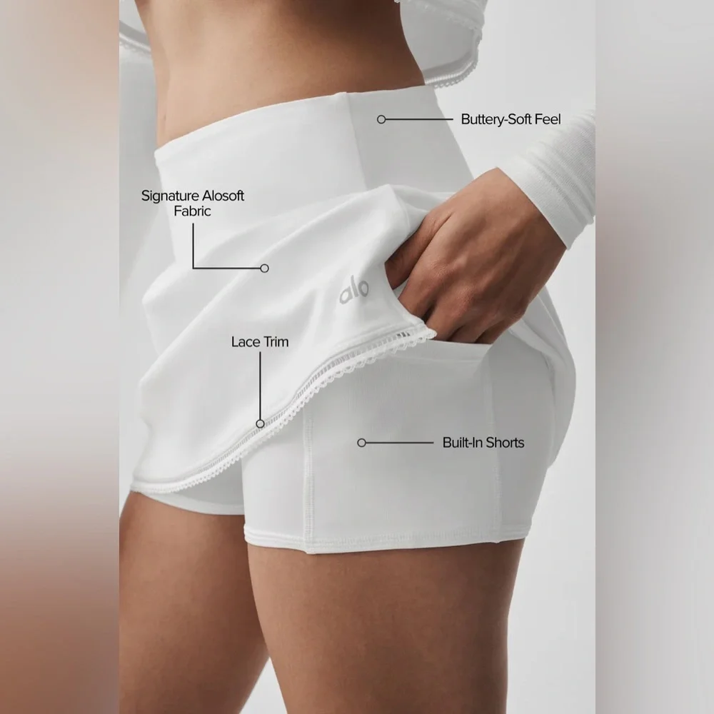 Alo Yoga Alosoft Affection Tennis Skirt White XS